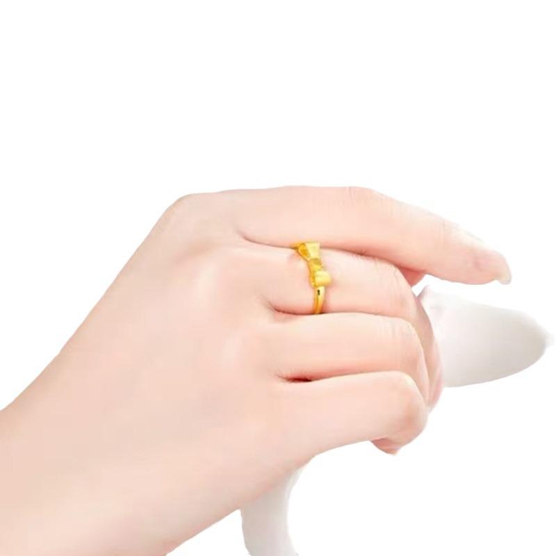 Gold Heart-Shaped Bow Ring - Valentine's Day Special