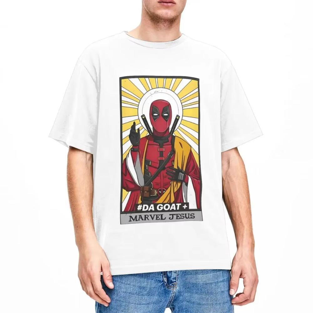 Herren Jesus Deadpool T-Shirts Reine Baumwoll-Tees Strand Genial Kurzarm T-Shirt O-Ausschnitt Hip Hop Custom DIY T-Shirt