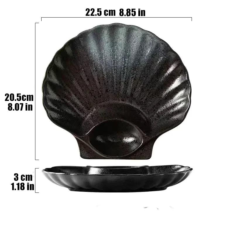 8inch Dark Japanese Style Dinner Plate Under-glazed Ceramic Partition Dinner Dishes Dessert Tray Sushi Dinnerware Microwave Safe