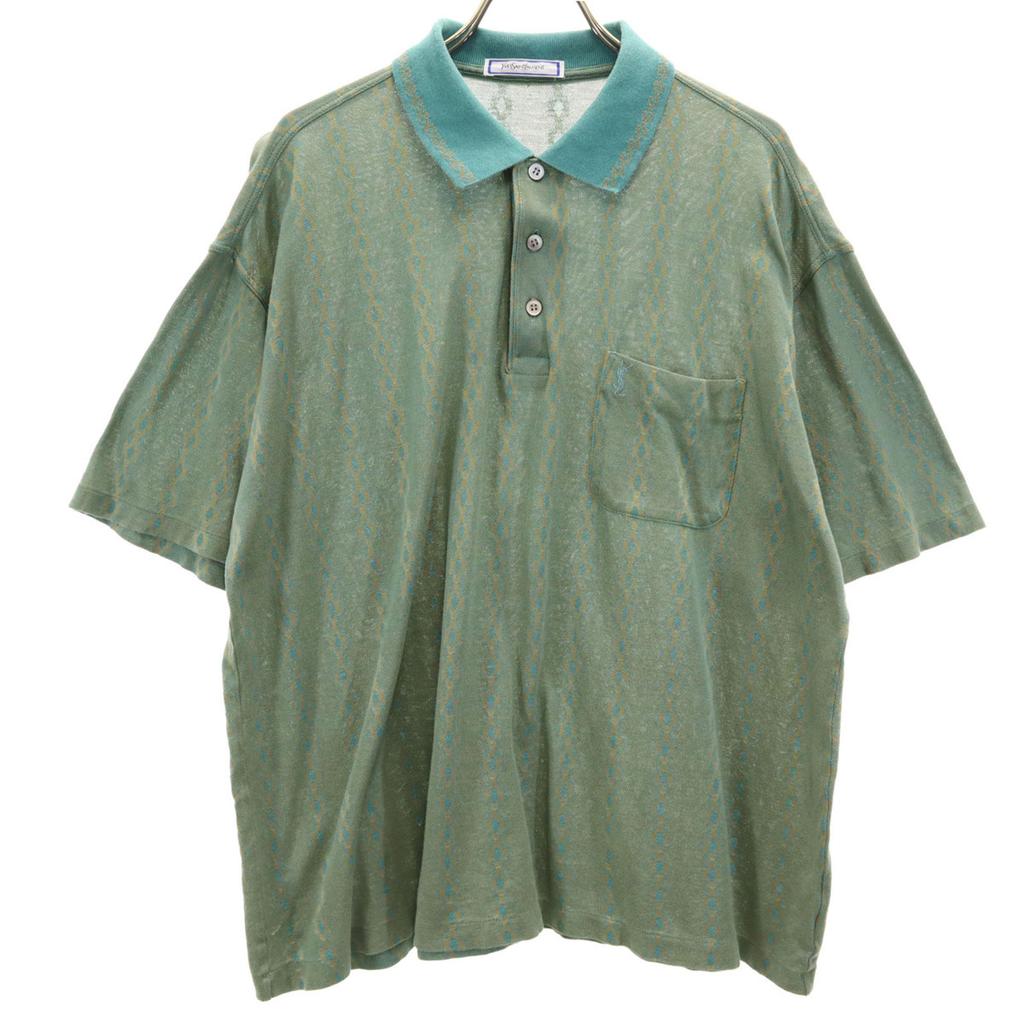 Yves Saint Laurent 90s Old Striped Pattern Short Sleeve Polo Shirt L Men's Used