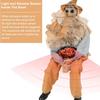 Halloween Decorations Animatronic Scary Sitting Scarecrow with Spooky Sound Glowing Eyes Props Decor for Home Party Indoor Porch Yard Decoration