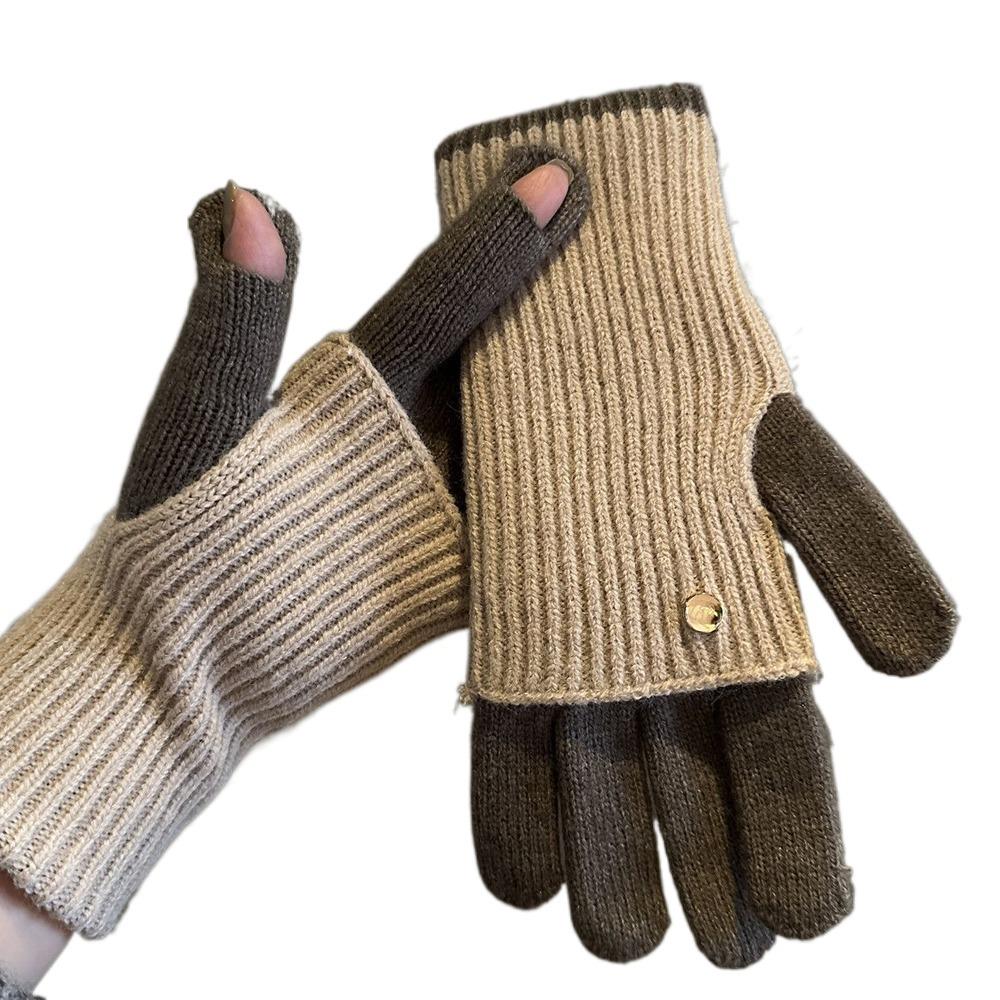 Thickened Five Finger Gloves Cold-proof Wool Knitted Fashion Mittens Men Women
