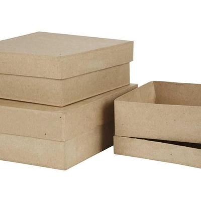 Set Pappmaché-Boxen zum Dekorieren - 16 bis 20 cm - 3 Stück
