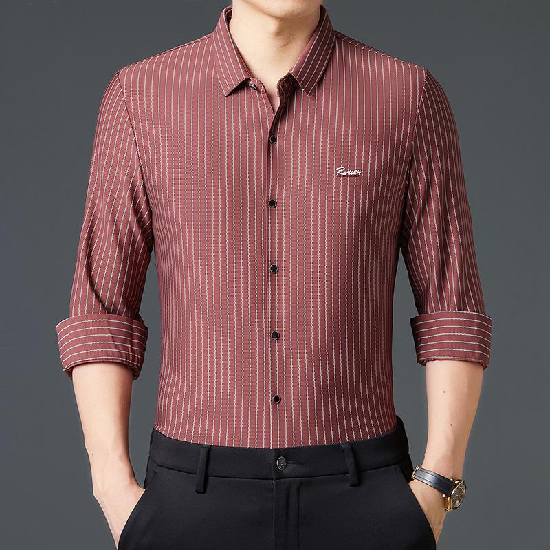 Men's Shirt High-end Autumn Striped Casual Men's High-end Clothes Men's Long-sleeved Shirt
