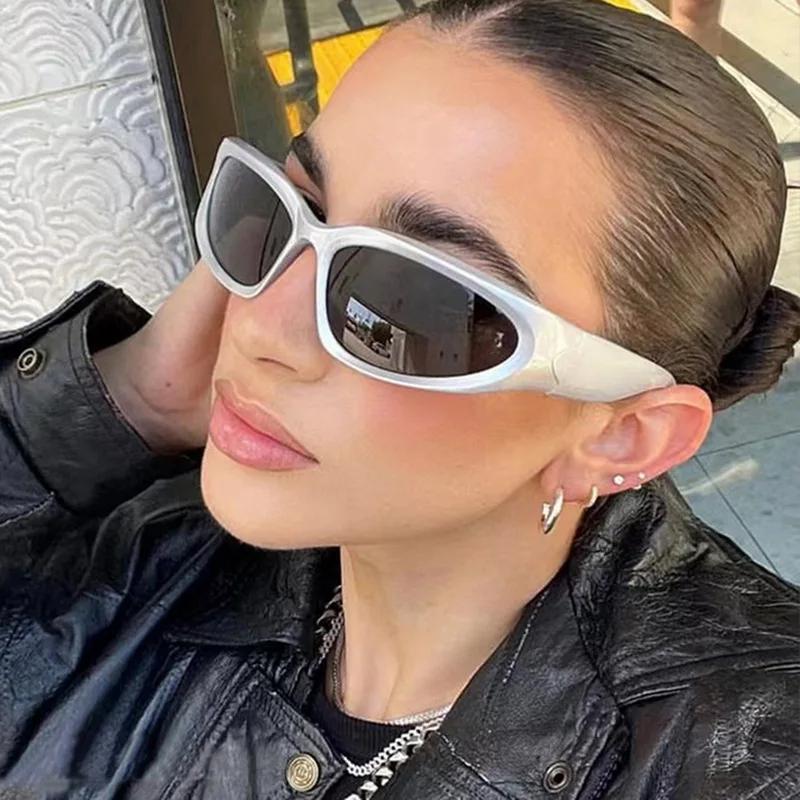 Y2K Sports Punk Sunglasses Women Men Luxury Brand Designer Square Goggle Sun Glasses UV400 Colorful Mirror Fashion Eyewear
