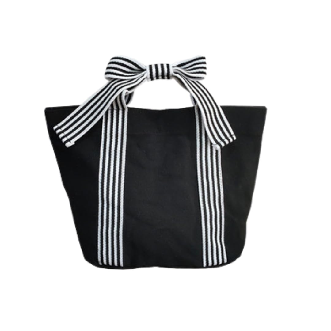 

Liebendo Women s Small Tote Bag, Large Capacity, Lightweight Canvas Handbag with Ribbon, Cute Diaper Bag (Black)