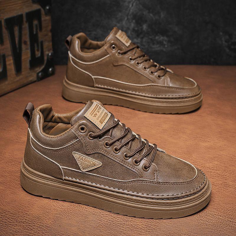 Fashion Men's Work Boots Trendy Leather Casual Sneakers Men Work Shoes 2025 Winter Outdoor High Top Motorcycle Ankle Boots Male