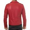 Stylish Men's Fashionable Red Biker Motor Genuine Soft Lambskin Leather Jacket
