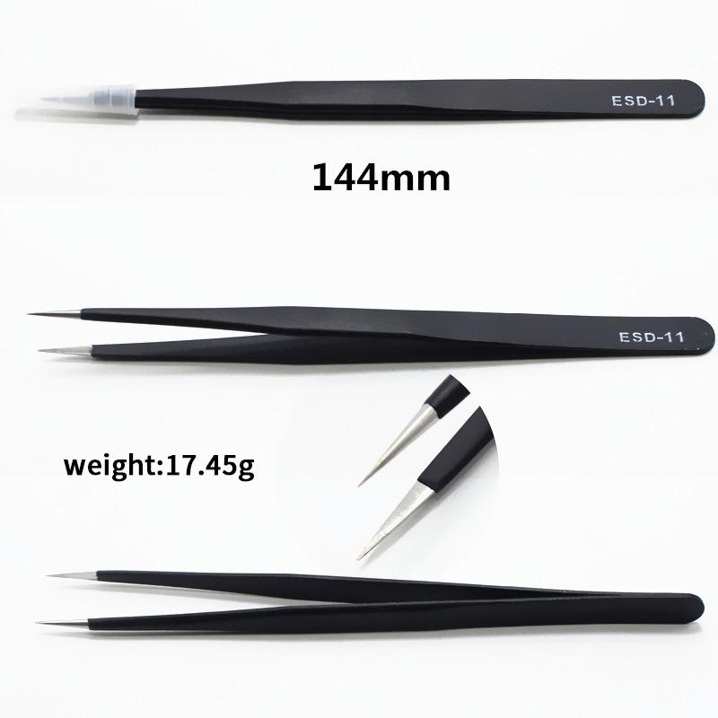 Precision Esd Anti-Static Tweezers Set -6-Pc Durable Stainless Steel Tool For Electronic Repair And Process Modeling, Bending&St