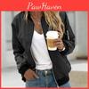 Fashion Jackets Women Autumn Spring Basic Bomber Jacket Streetwear Long Sleeve Coat Female Solid Color Casual Outerwear