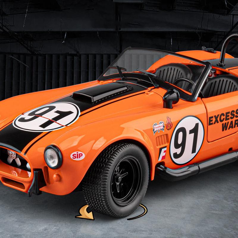1:22 Shelby Cobra 427 S/C Alloy Sports Car Model Diecast Metal Toy Classic Retro Racing Car Vehicles Model Sound Light Kids Gift