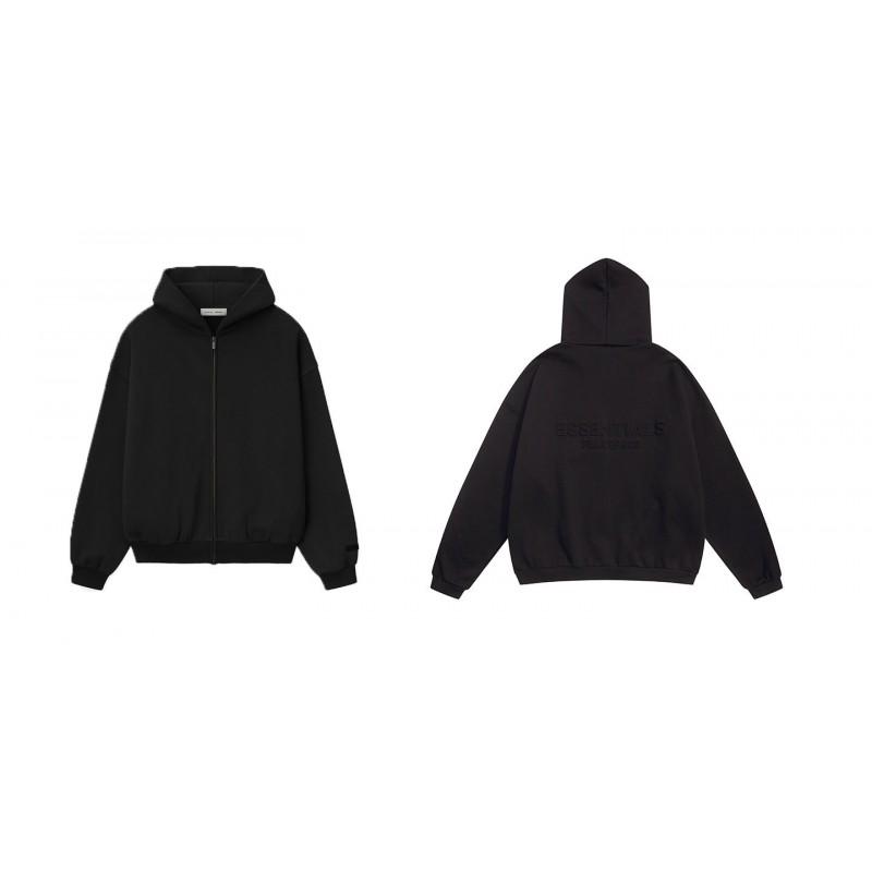 Essentials Hooded Zip-Up Sweatshirt Men Women Oversized Cotton Blend Fleece Lined Pullover Streetwear Style