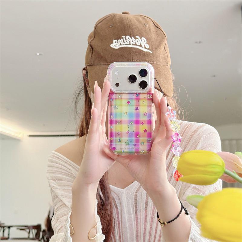 Star Plaid Semi-Transparent Case for iPhone 17, 16 Pro Max/15/14 - High-End Feel