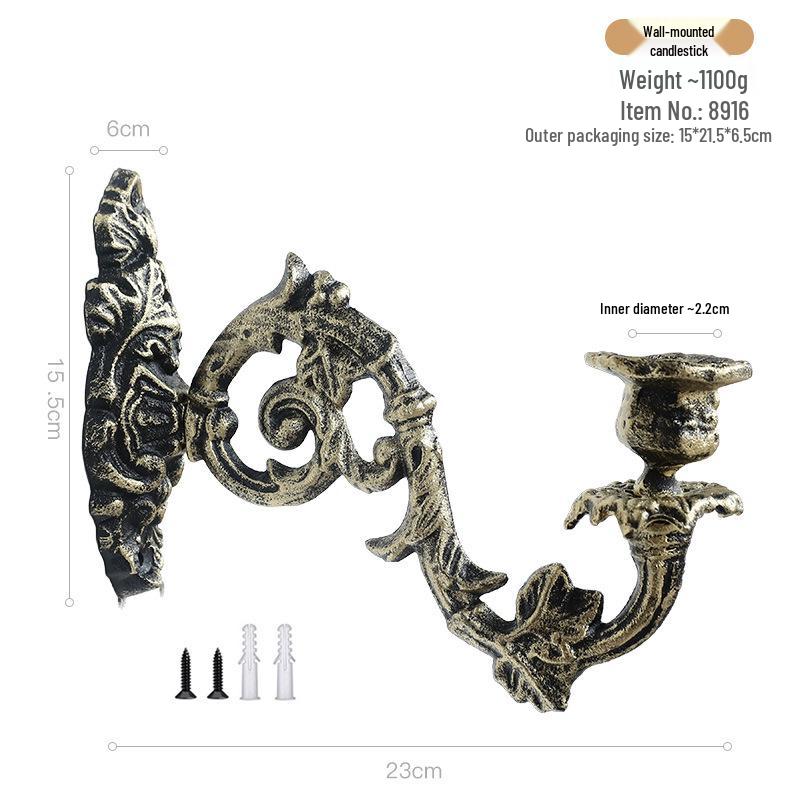 European Retro Geometric Wall-Mounted Candle Holder for Hotel and Restaurant Décor