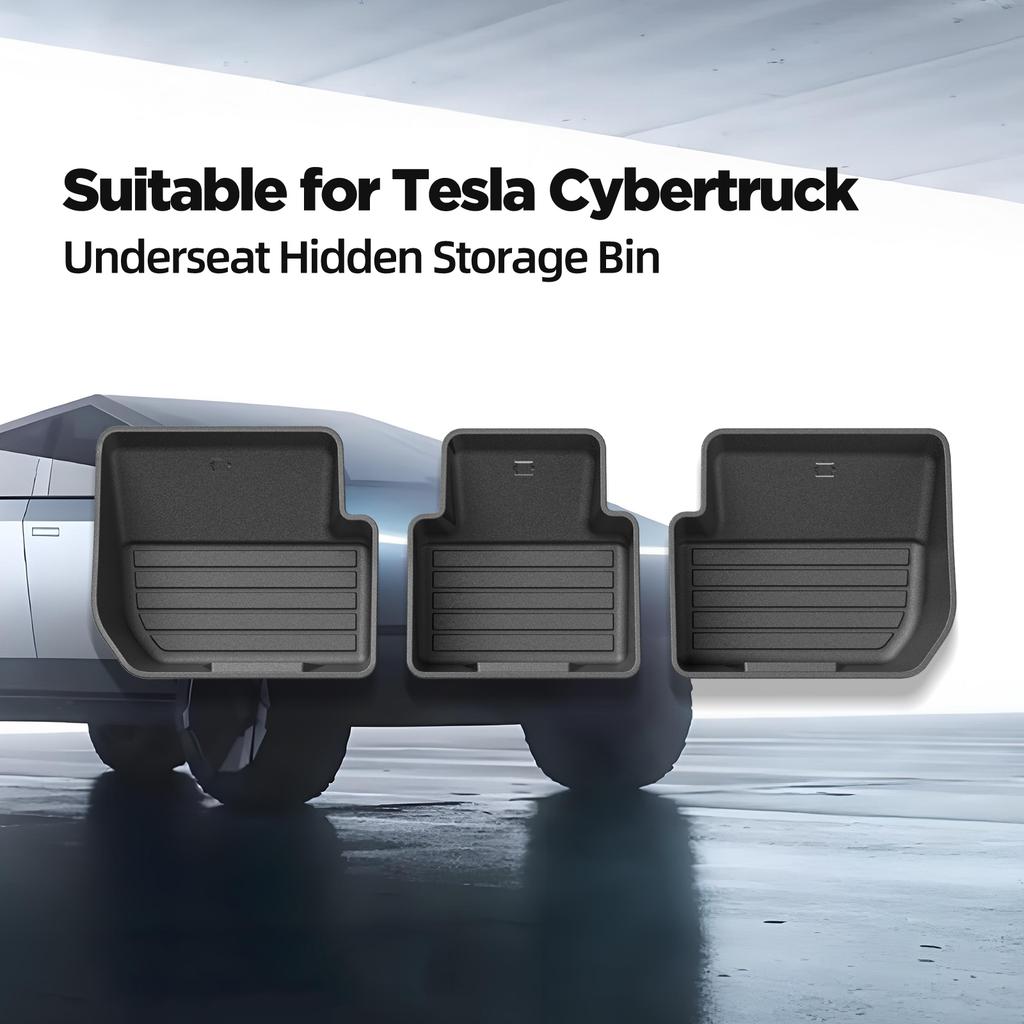 for Tesla Cybertruck 2025-2025 Under Seat Storage Box Car Interior Accessories Rear Seat Lower Box Case Organizer 3Pcs