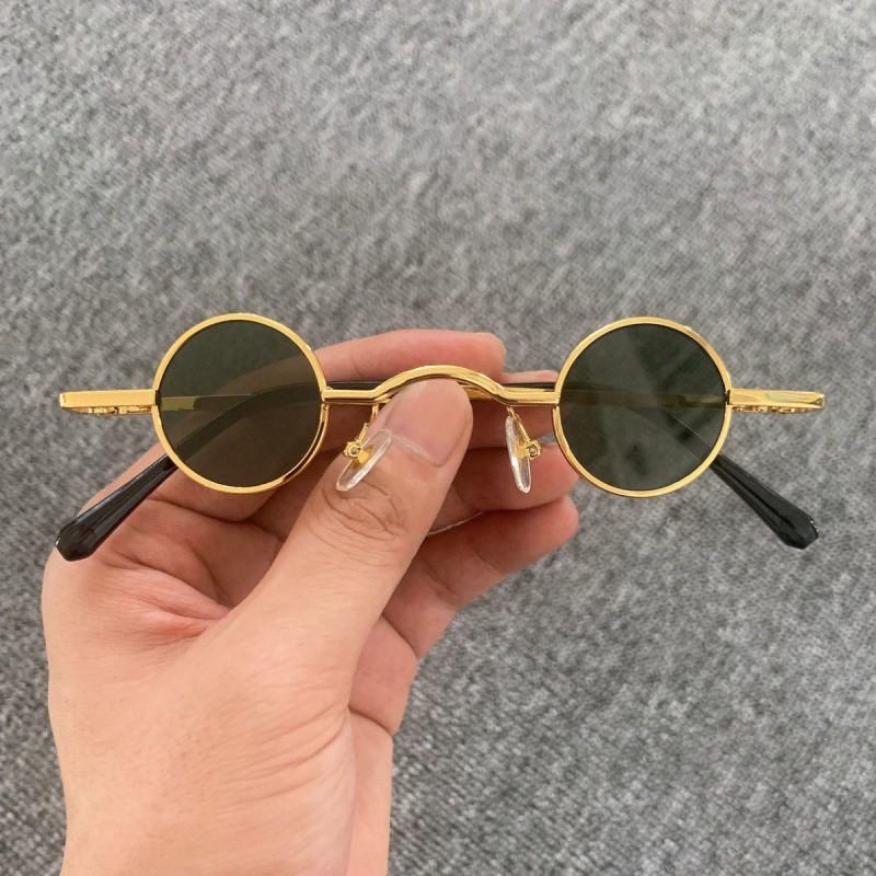 

Маленькие круглые солнцезащитные очки в стиле хип-хоп в стиле панк для женщин и мужчин, ультра мини в металлической оправе, антибликовые солнцезащитные очки ярких цветов, модные