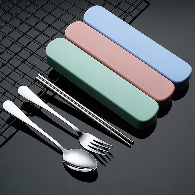 2/3/4pcs Stainless Steel Portable Cutlery Sets Chopsticks Spoon Fork Knife Travel Student Picnic Set Kitchen Accessories