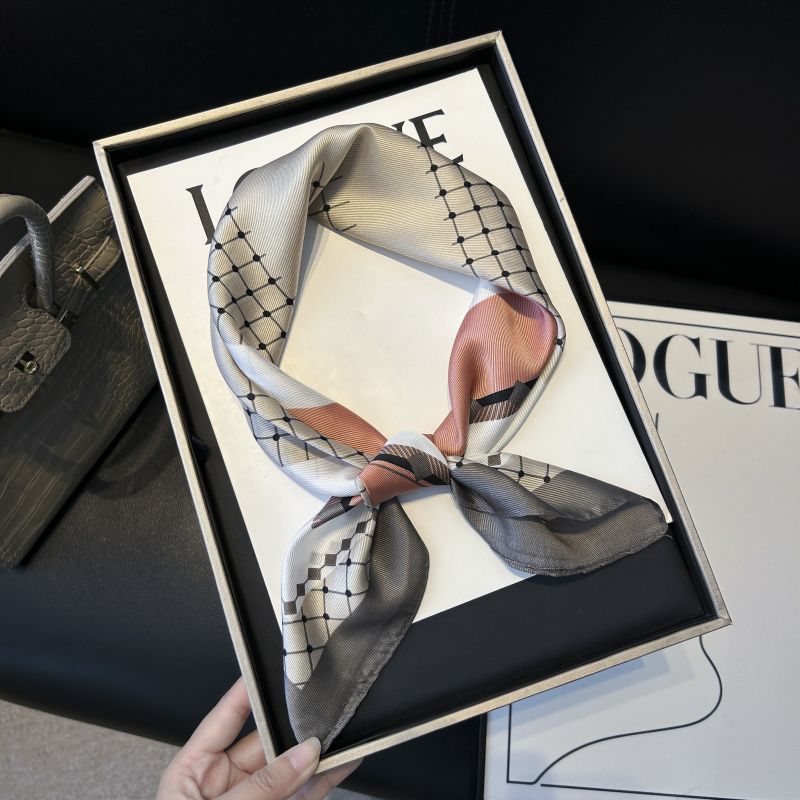 

Декоративный простой шелковый шарф с текстурой, женский новый стиль, весна-осень-лето, модный универсальный платок для работы 70*70cm