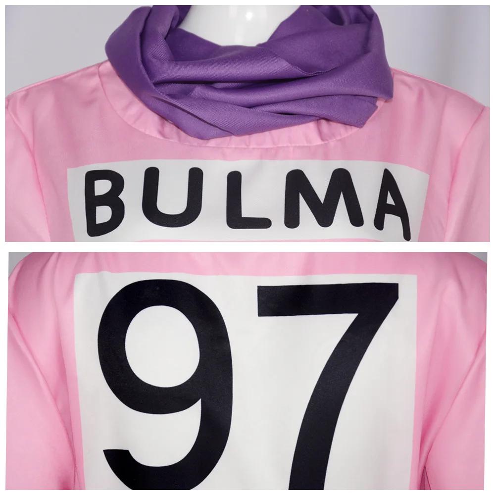 Bulma Cosplay Costumes Pink Dress Anime Role Play Dress Green Wigs For Halloween Carnival Party Women Outfit
