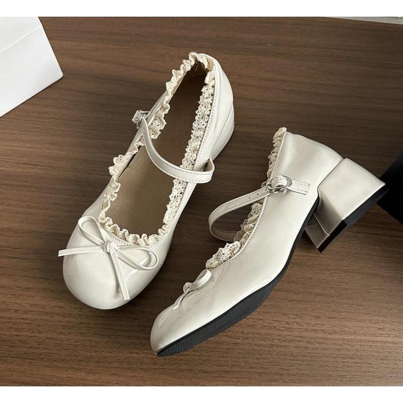 Silver French Ballet Shallow-mouthed High Heels Women Mary Jane Shoes Height-increasing Single Shoes Pumps Dress Low Heel Shoes