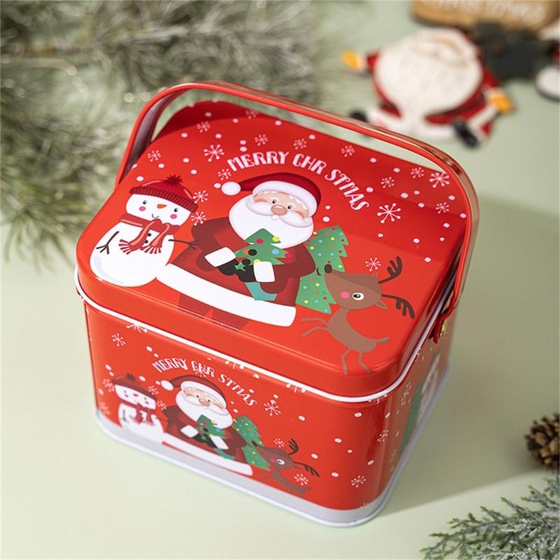 2pcs Christmas Decoration Candy Boxes with Convenient Carry Handle Sweets Storage Solution Handheld Candies Holder