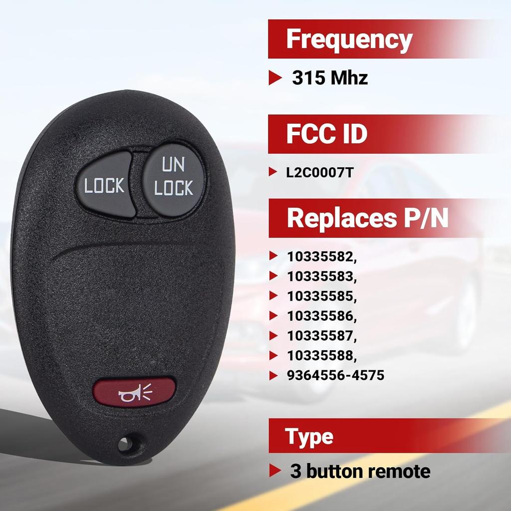 Key Fob Keyless Entry Remote Control Compatible with Chevrolet Colorado/GMC Canyon/Hummer H3/ Isuzu Car Key Replacement for L2C0007T