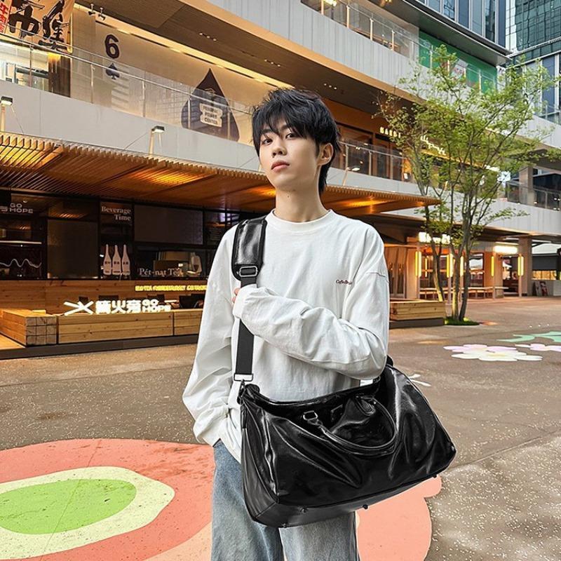 Solid Color Large-capacity Tote Bag Spring and Summer New Niche Crossbody Shoulder Bag Pu Large Fitness Bag