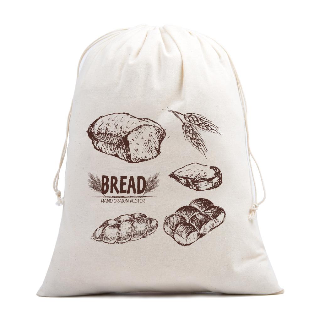 4/6/10pcs Cotton Linen Bread Storage Bag with Drawstring Closure French Bread Packaging and Storage Sack