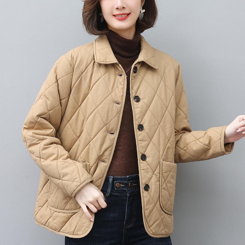 Mamas Neue Mode Leichte Gesteppte Baumwolljacke - Lässig Einfarbig für Mittelalte und Ältere Frauen