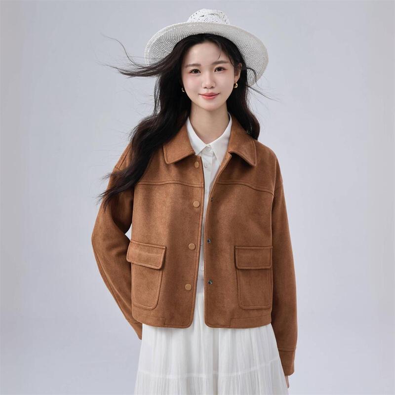 INMAN Women s Maillard Style Retro Velvet Short Jacket L