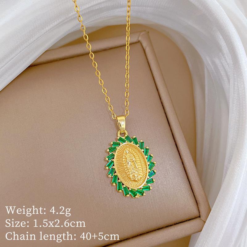 Court Feng Shui Drop Pearl Light Luxury Temperament Gorgeous Full Diamond Necklace Female Versatile Collarbone Titanium Steel Chain