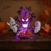 Fun Halloween Seesaw Ghost Table Lamp Animated Light, USB Powered 3D Night Cute LED Portable Light with Spooky Tree And Pumpkin Design, Decor