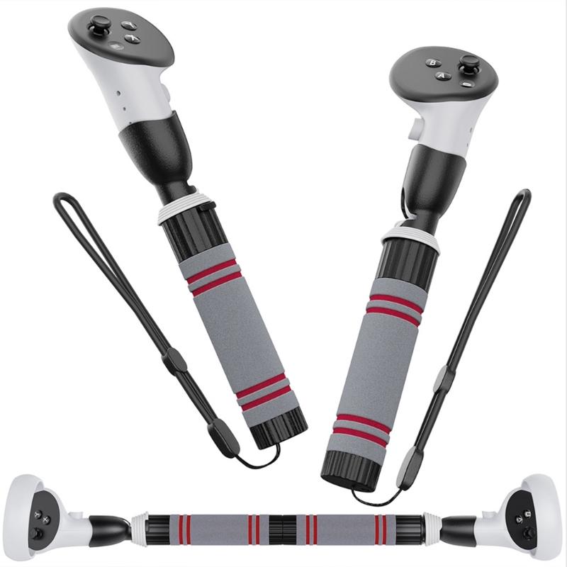 VR Sabers Handle Accessories and Long Stick Handle Extension Grips for 3 VR Controllers