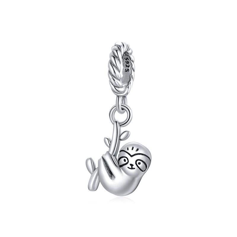 

bamoer Animal Authentic 925 Silver Cute Little Sloth Charm fit Women Bracelet & Necklaces DIY Jewelry Making SCX124