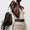 Fashion Long Tassel Bucket Bag Luxury Designer Handbag and Purses Chains Drawstring Shoulder Bag  Soft PU Leather Sling Bags