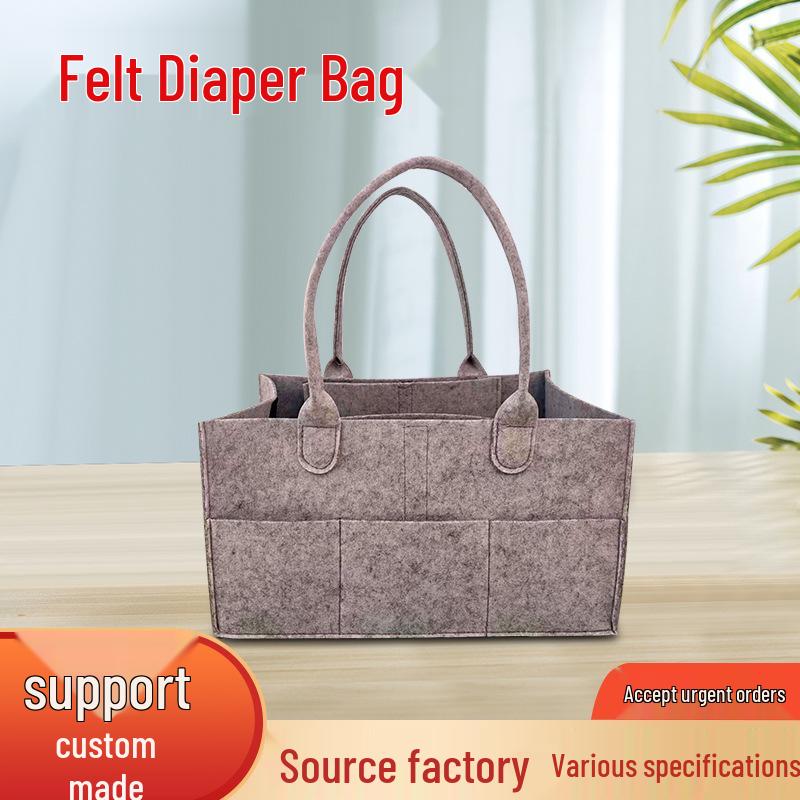 Light Grey Foldable Felt Diaper Tote Bag