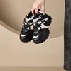 2025 New Leather Dad Shoes Women's Thick-soled Soft-soled Lightweight Double Mesh Breathable Little White Shoes Slim Sneakers