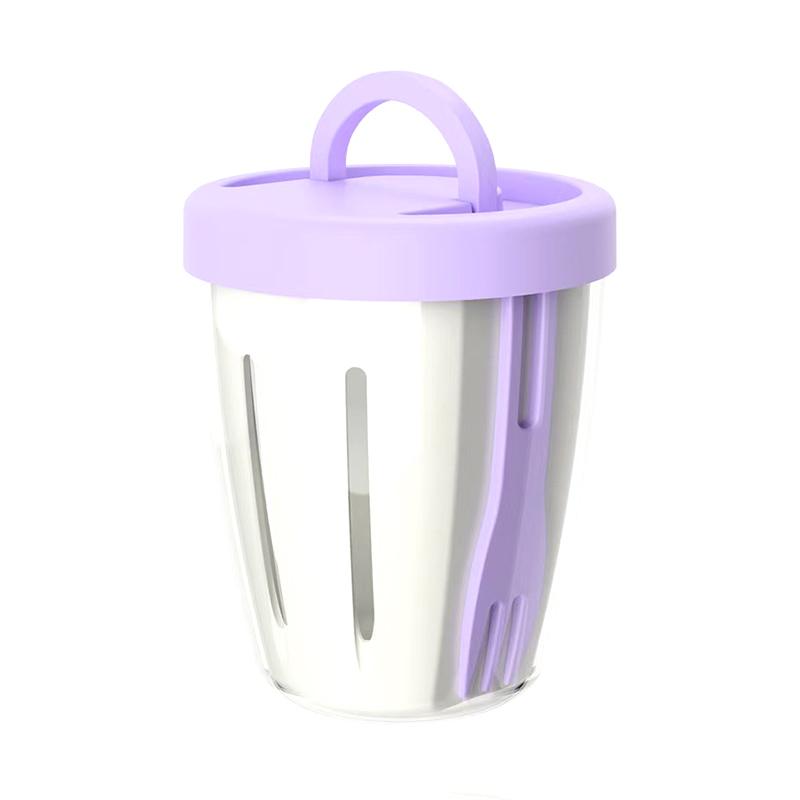 Pp+Silicone Fruit Cup Compartments Leak-Proof With Draining Salad Cup Portable Snack Parfait Containers For Women