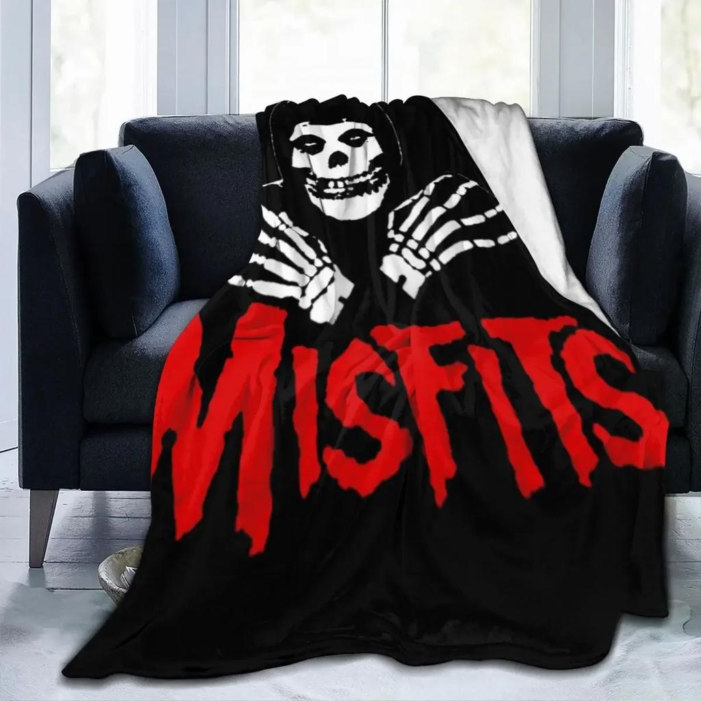 Misfits Horror Punk Rock Band Coperta Corallo Pile Peluche Decorazione Relax Leggera Coperta da Viaggio Biancheria da Letto Plaid