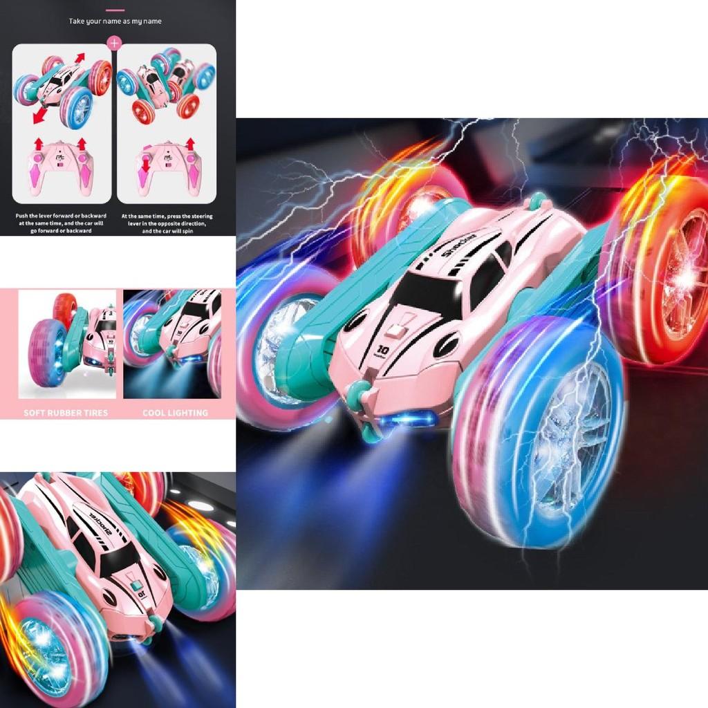 Amazing Colorful Remote Control Stunt Car With Light Up Wheels For Kids Fun
