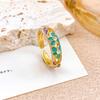 Classic Vintage Geometric Rings Engraved Gold Plated Ring Colorful Enamel Flower Rings  Engagement