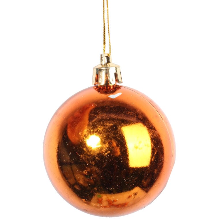 Set of 16 orange plastic baubles 6 CM
