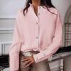 Women's Autumn Solid Color Metal Buckle Long-Sleeve Stand-Up Collar Shirt