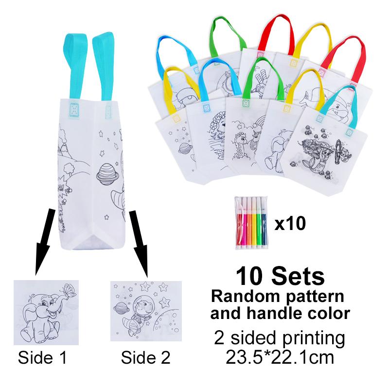 DIY Graffiti Bags Coloring Marker Painting Non-Woven Gift Bags For Kids Birthday Party Favor Piñata Filler Party Supplies