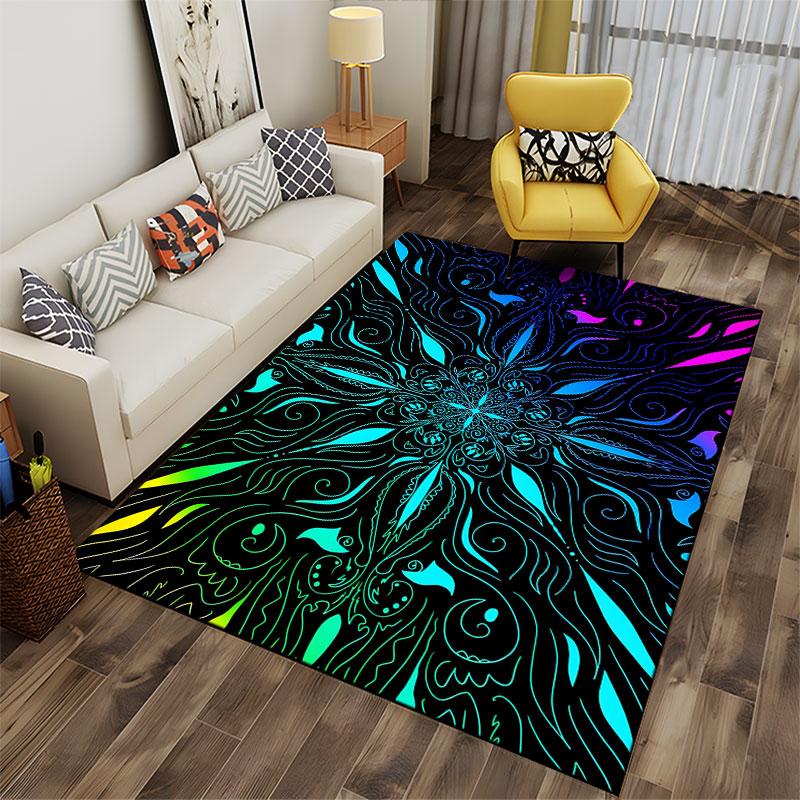 Colorful Mandala Pattern Carpet suitable as a non-slip mat for the living room or bedroom sofa