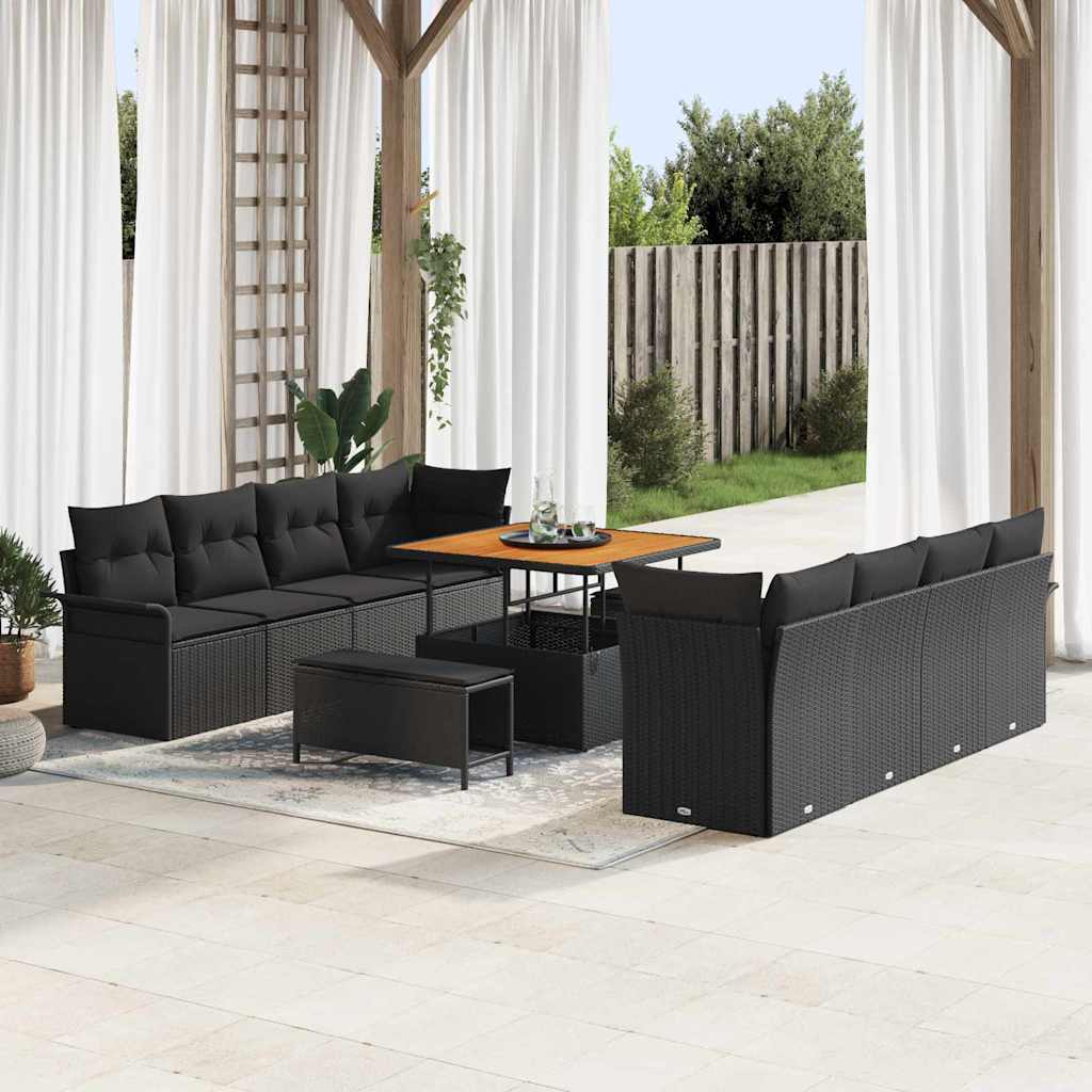 Garten-Sofagarnitur mit Kissen Schwarz 100 x 100 x 71 cm