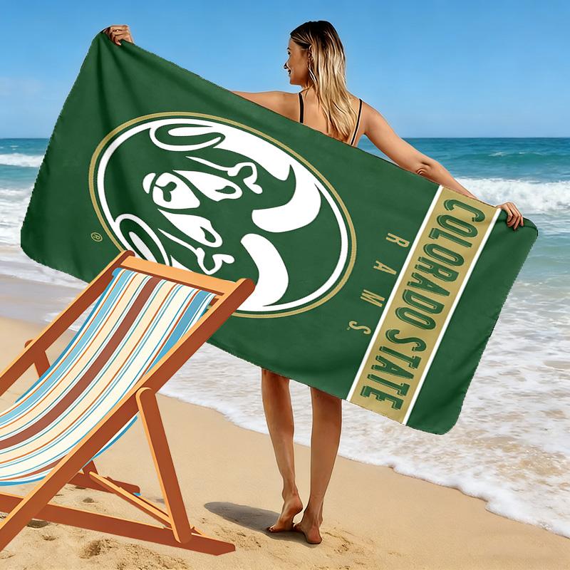 Colorado State Rams Print Beach Towel, Large Soft Quick Dry Towel for Beach Camping Swimming