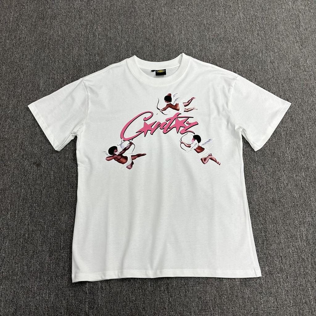 Grenzüberschreitende Serie Alcatraz Amor Engel rosa Briefmuster Druck Amerikanischer High Street Hip Hop Kurzarm