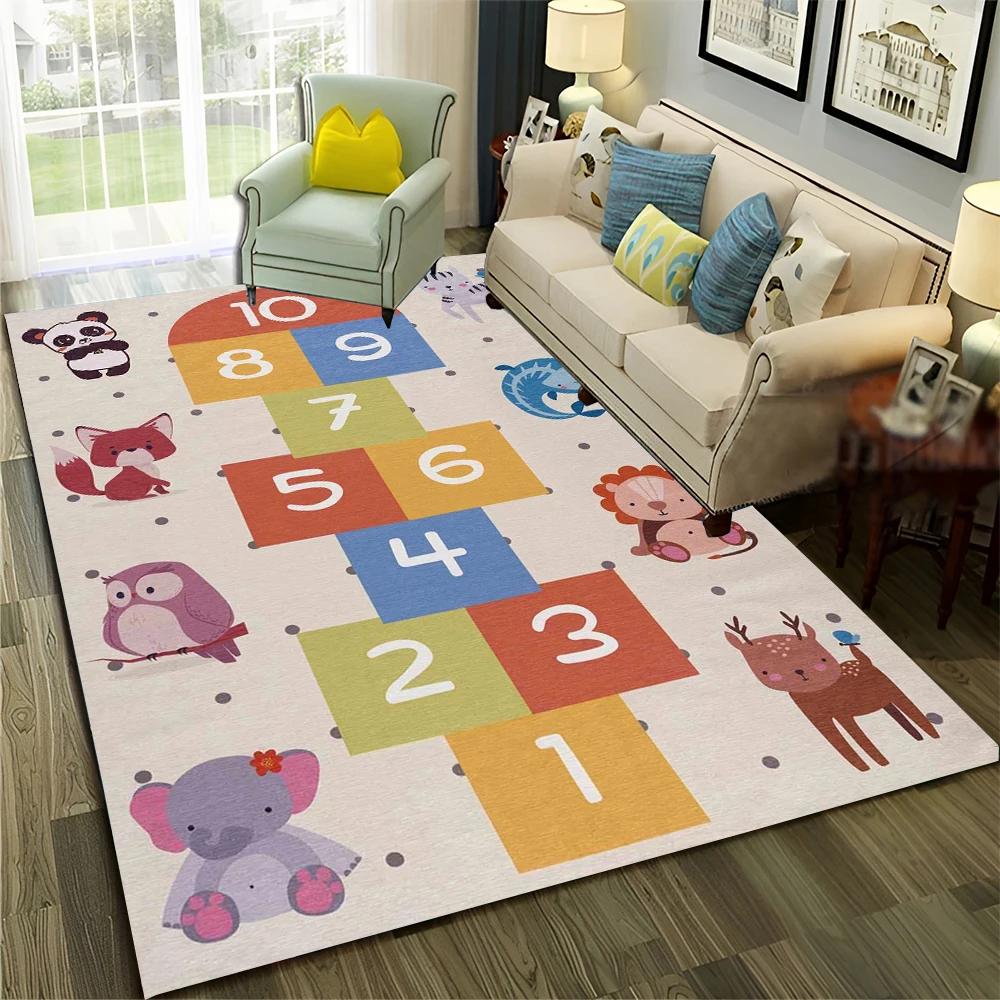 27 Stil Hüpfspiel Kinder Digitale Spiele Junge Mädchen Cartoon Teppich Teppich für Zuhause Wohnzimmer Sofa Fußmatte Dekoration,Rutschfeste Bodenmatte