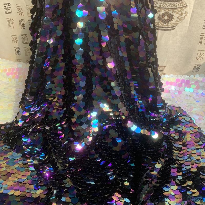 Tessuto Iridescente Lucido a Squame di Pesce Paillettes Laser Tessuto Glitter per Tovaglia Fai da Te Indumento Sfondo Decorativo per Festa di Matrimonio